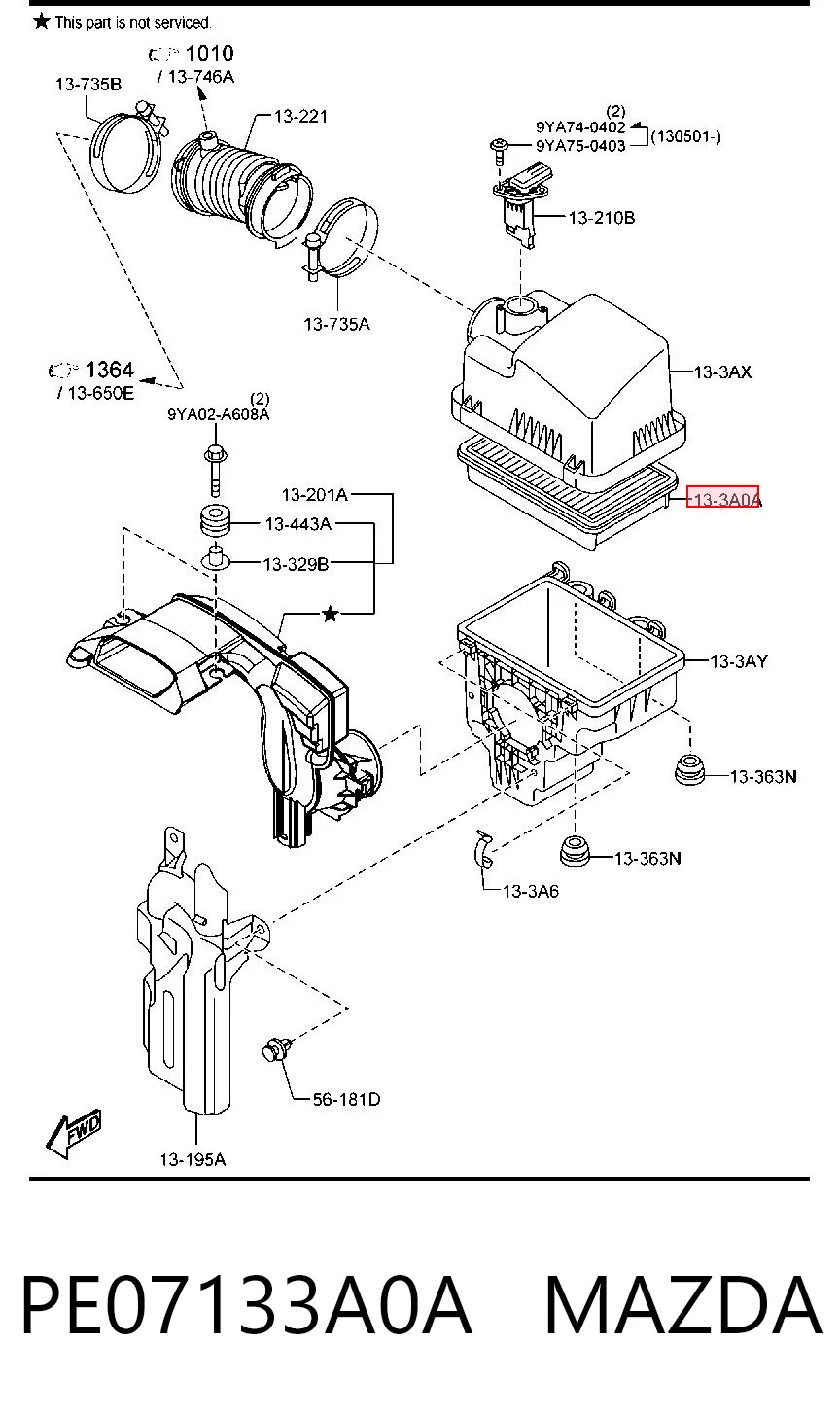 PE07133A0A Mazda Filtr powietrza