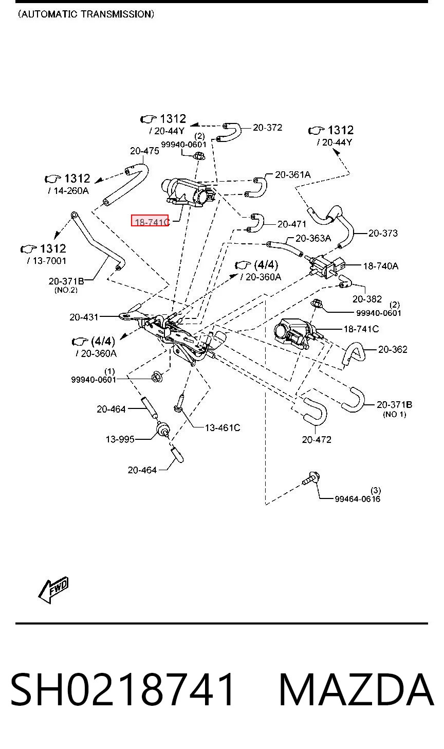 SH0218741 Mazda Zawór recyrkulacji powietrza doładowującego turbiny