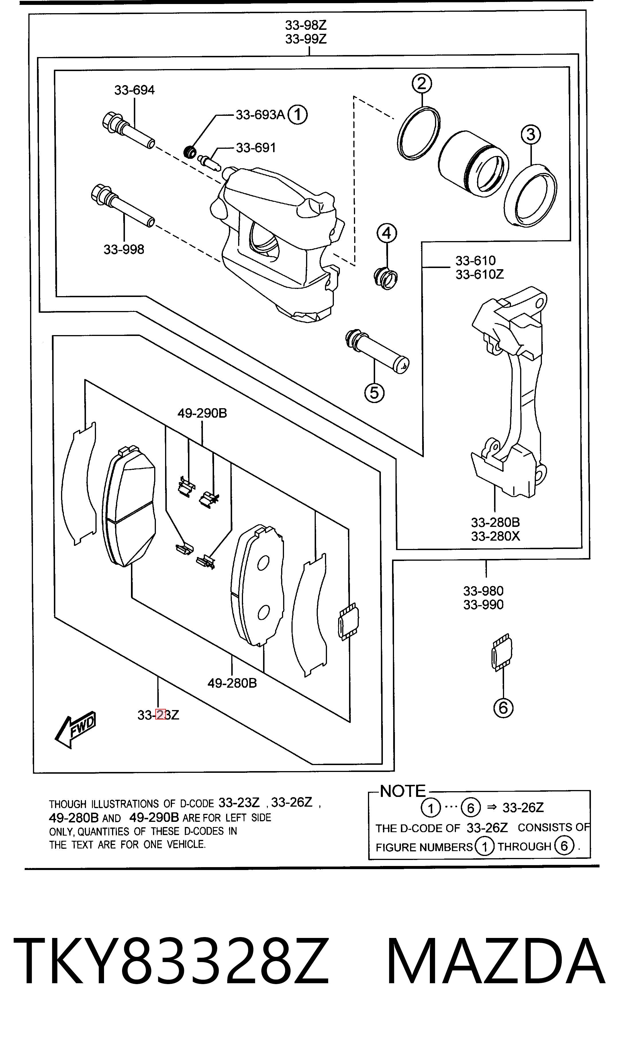TKY83328Z Mazda Klocki hamulcowe przednie tarczowe