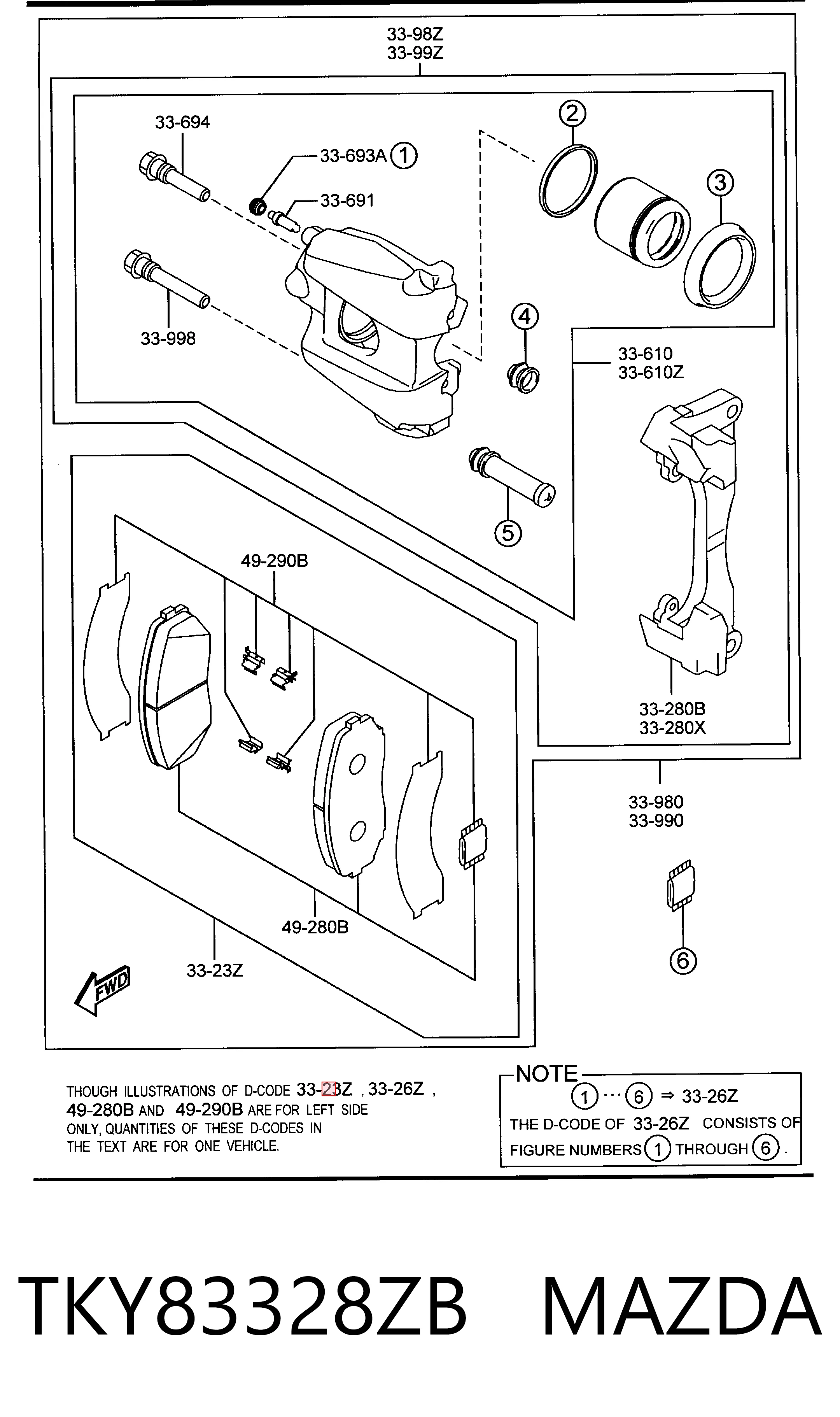 TKY83328ZB Mazda Klocki hamulcowe przednie tarczowe