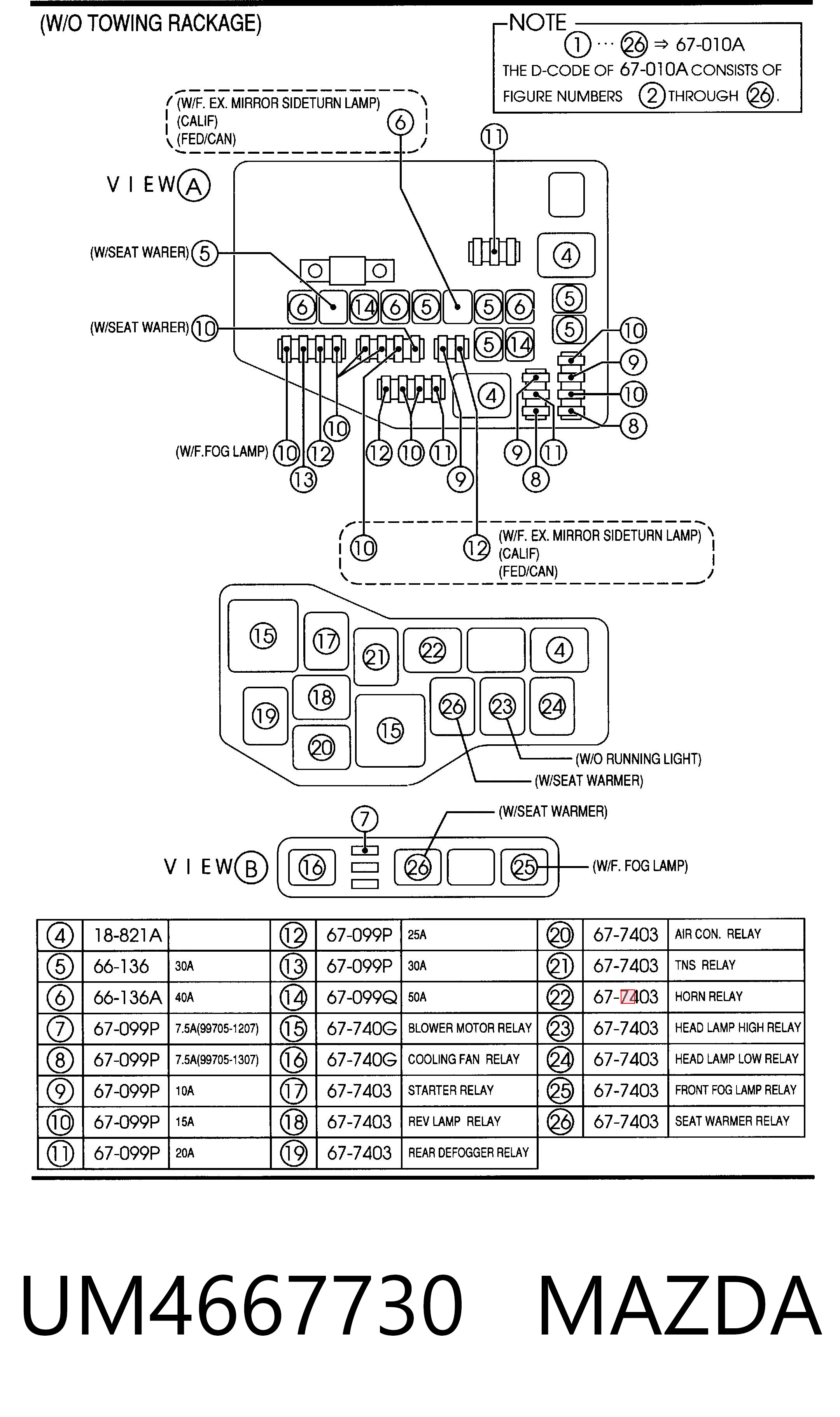 UM4667730 Mazda Przekaźnik wentylatora