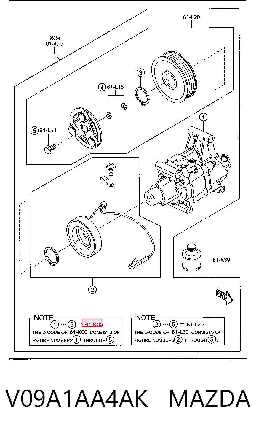 V09A1AA4AK Mazda Sprężarka klimatyzacji