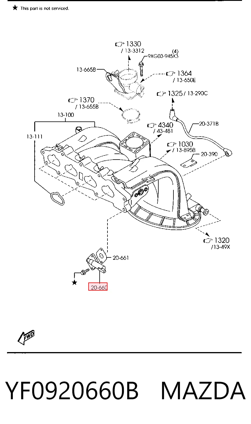 YF0920660B Mazda Regulator biegu jałowego
