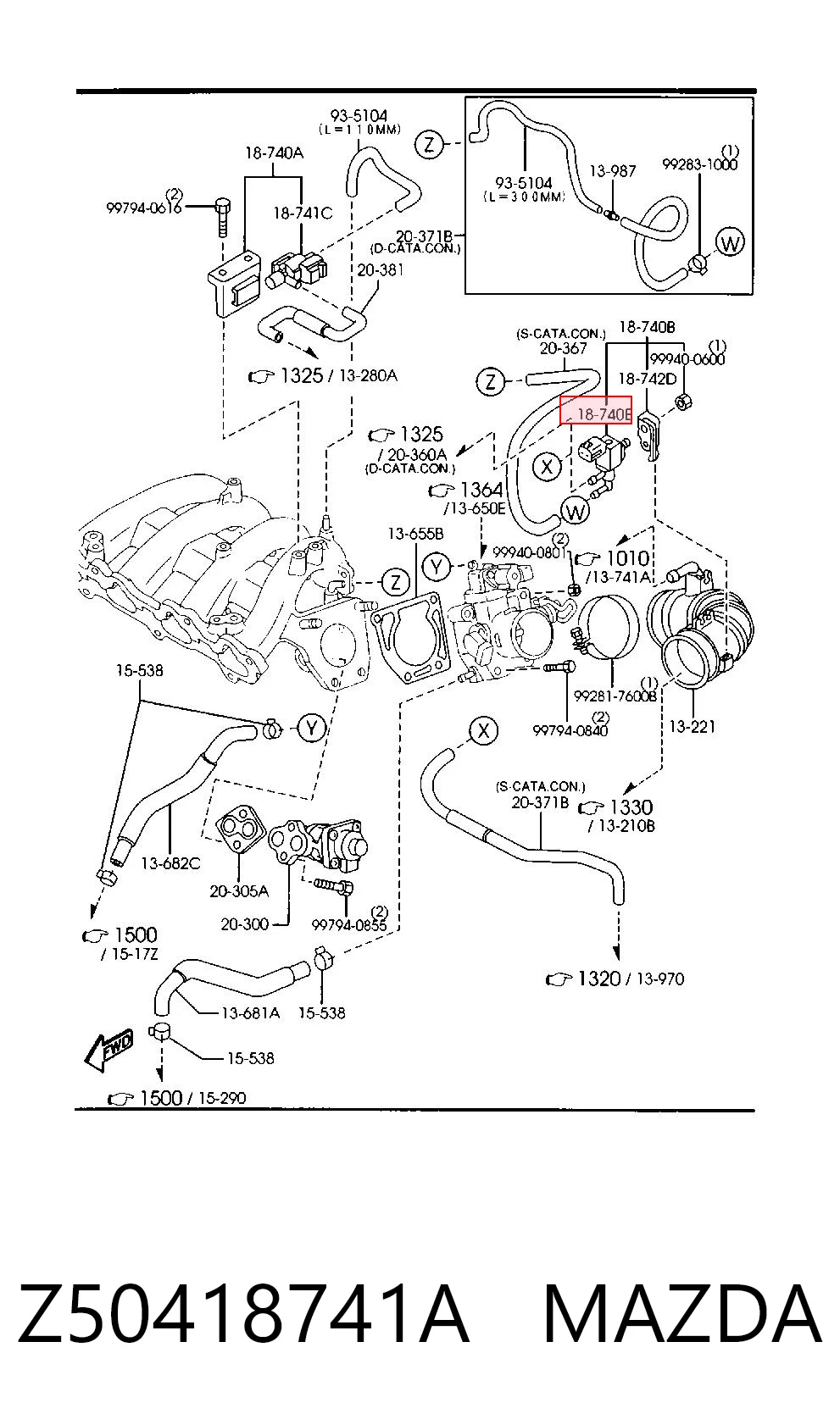 Z50418741A Mazda Zawór odpowietrzający zbiornika paliwa