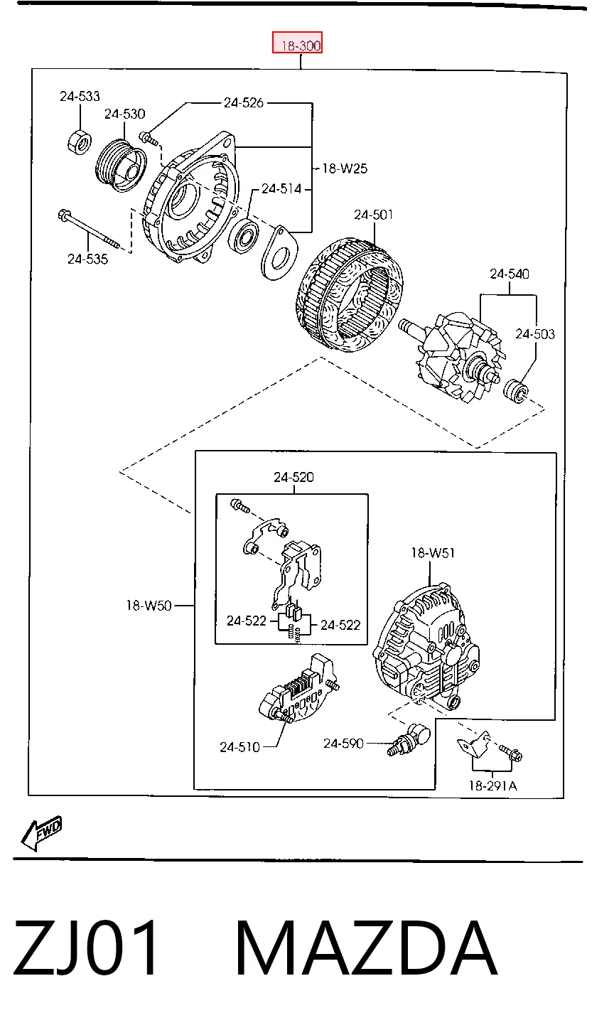 ZJ01 Mazda Alternator