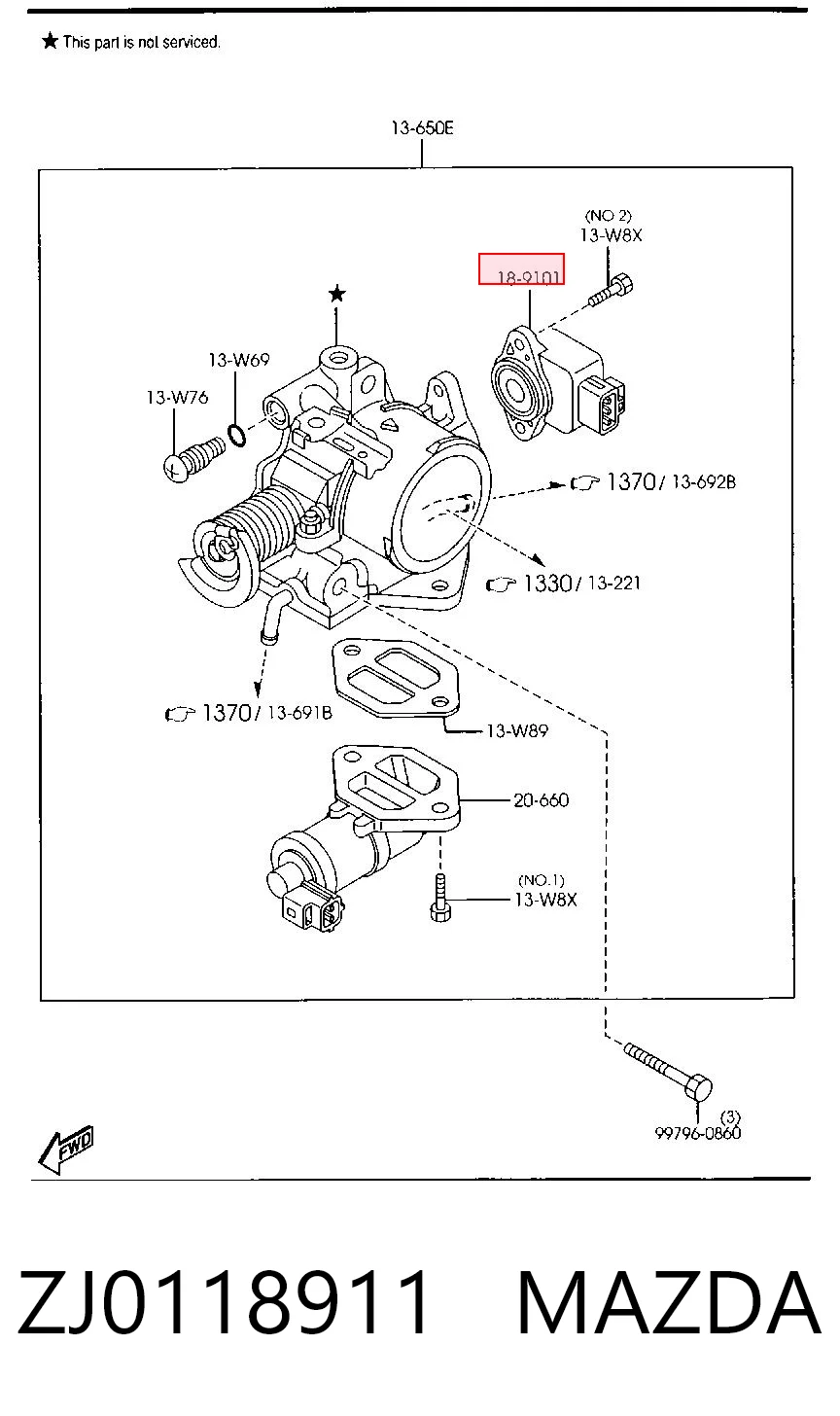 ZJ0118911 Mazda Czujnik położenia przepustnicy (potencjometr)