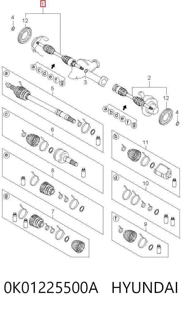 Półoś napędowa przednia prawa KIA Sportage I SUV (K00) (1994 - 2004) cena, od 66,49 USD