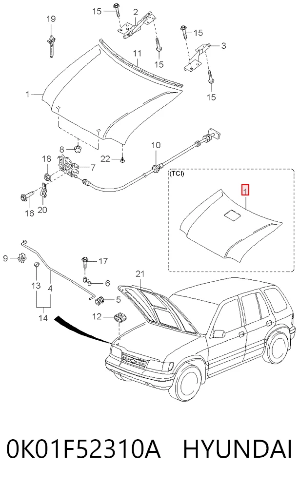 Maska silnika do KIA Sportage I K00