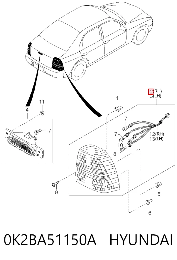 Lampa zespolona tylna prawa do KIA Shuma I FB