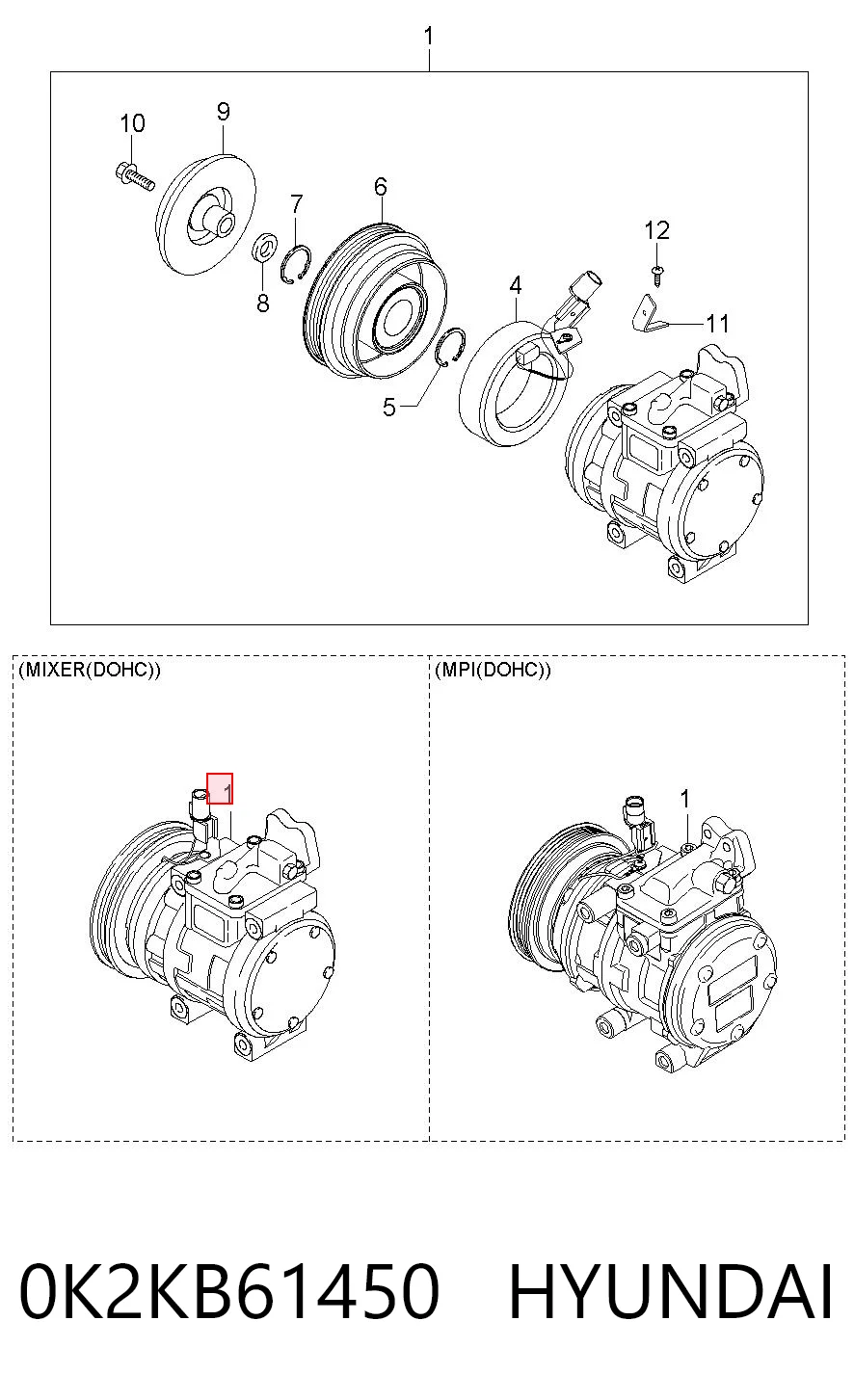0K2KB61450 Hyundai/Kia Sprężarka klimatyzacji