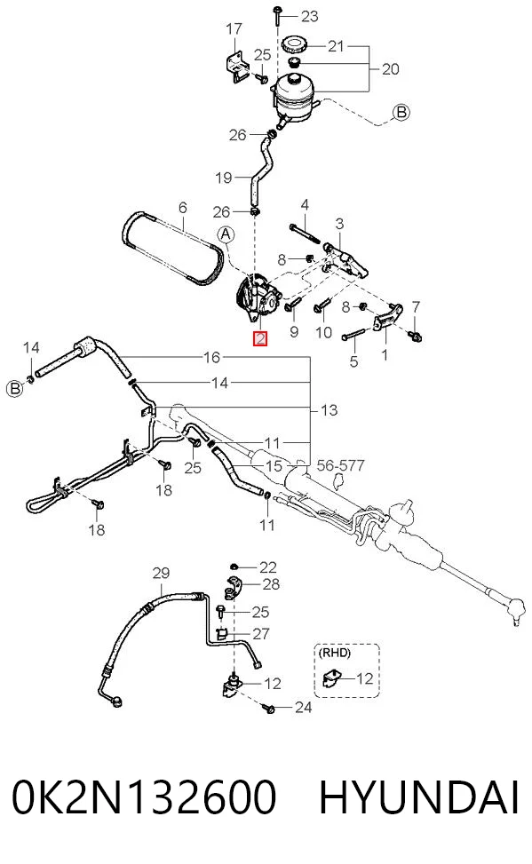 Pompa wspomagania hydraulicznego kierownicy do KIA Sephia II FB