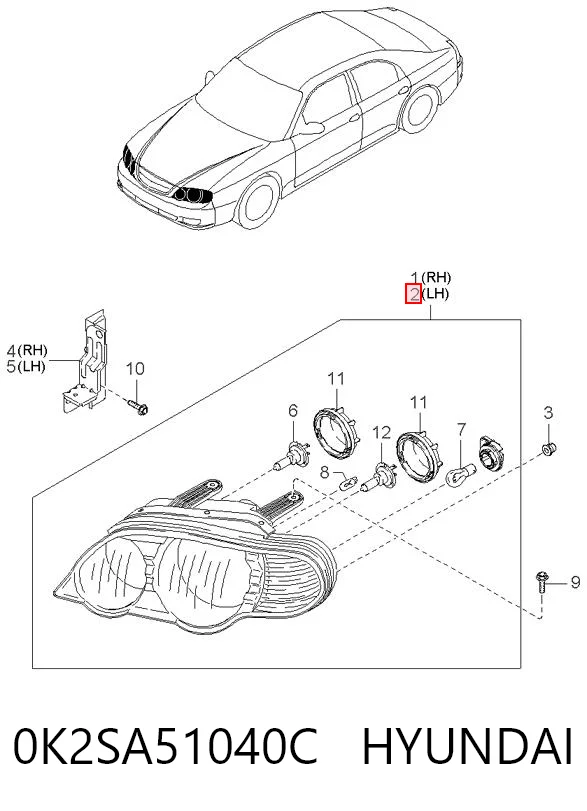 Reflektor lewy KIA Shuma II hatchback (FB) (2001 - 2004) cena, od 64,56 USD