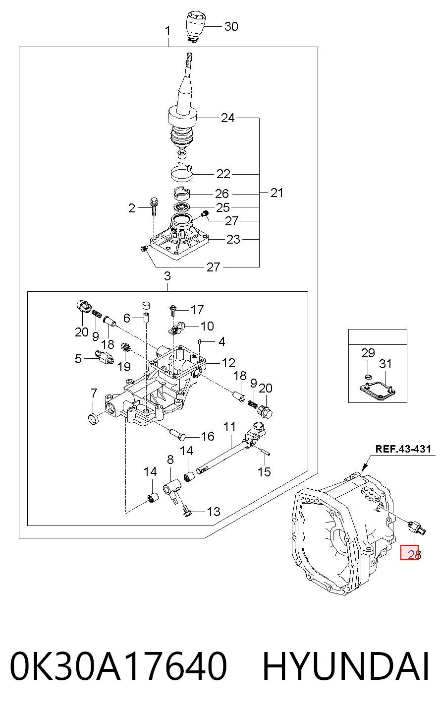 0K30A17640 Hyundai/Kia Czujnik włączania światła cofania