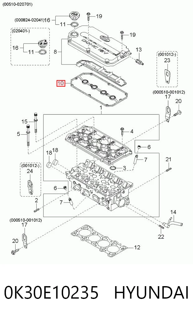 Uszczelka pokrywy zaworowej silnika KIA Rio I hatchback (DC) (2000 - 2006) cena, od 11,46 USD