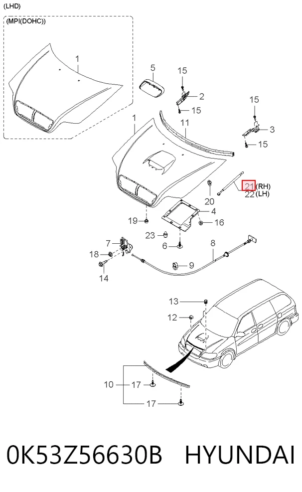 Amortyzator maski KIA Carnival II minivan (GQ) (2001 - 2005) cena, od 15,25 USD