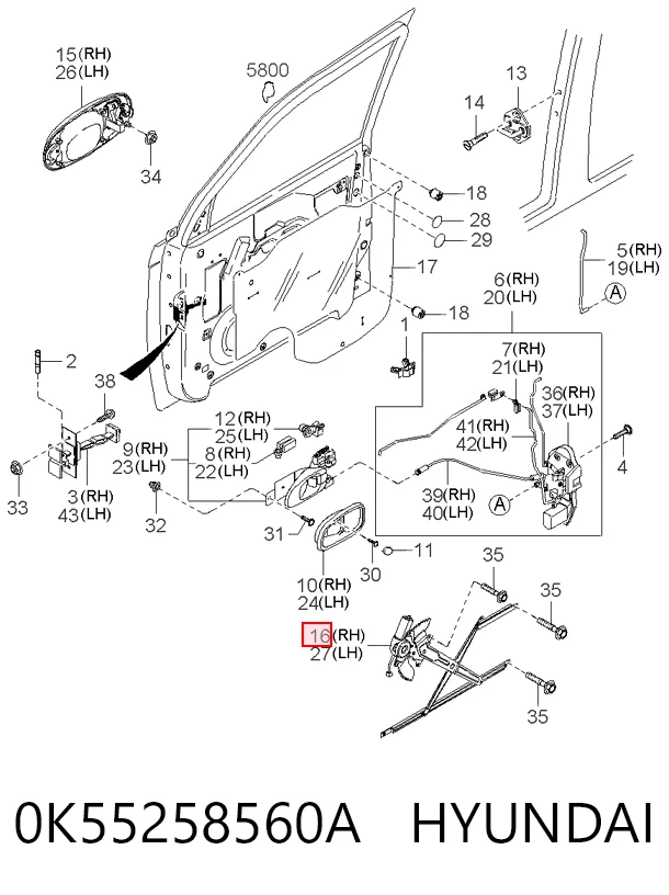 Mechanizm podnoszenia szyby drzwi przednich prawych do KIA Carnival II GQ