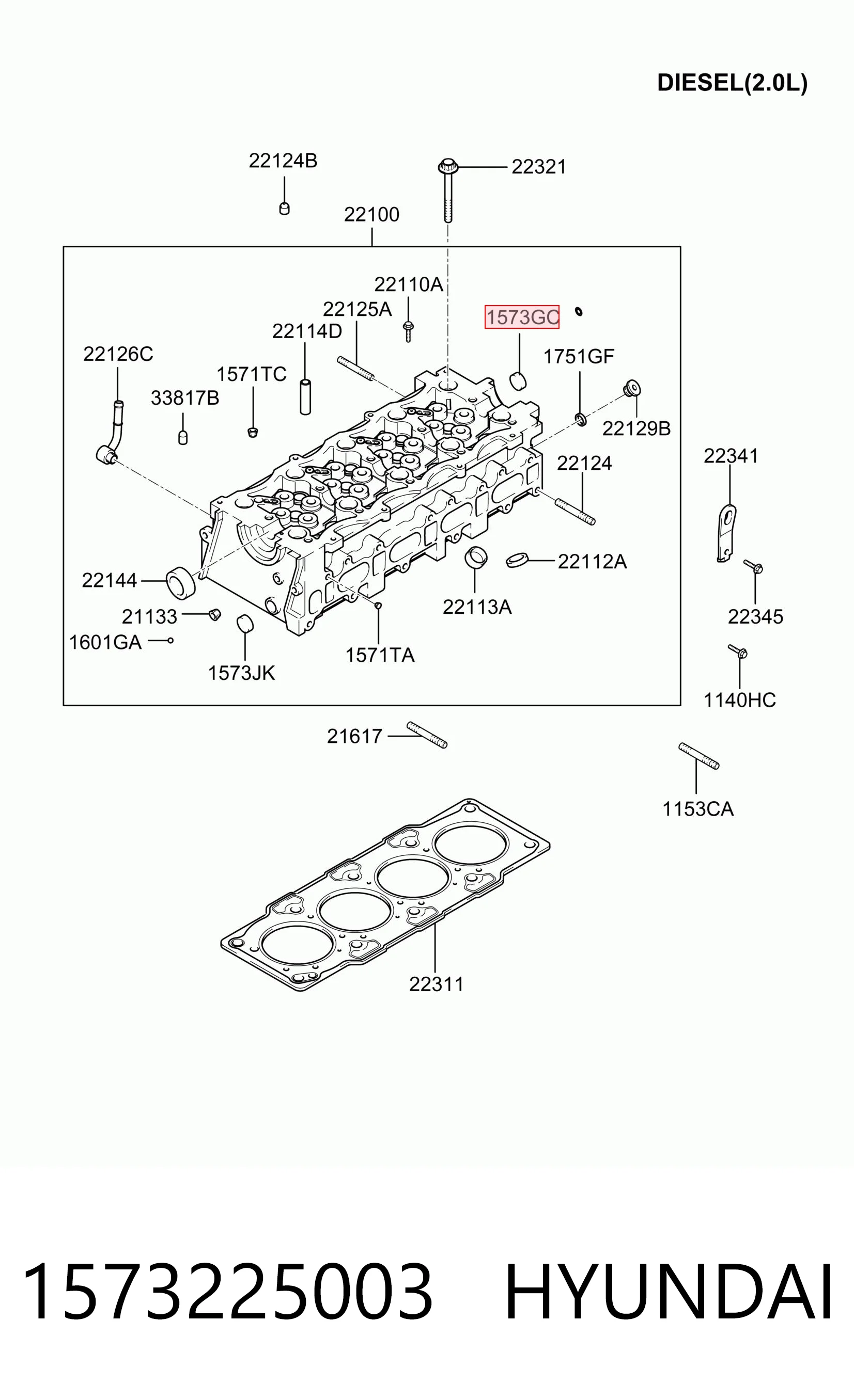 1573225003 Hyundai/Kia Zaślepka głowicy cylindrów/bloku cylindrów