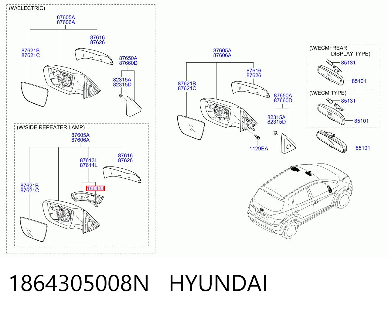 1864305008N Hyundai/Kia Żarówka lampy pozycyjnej przedniej