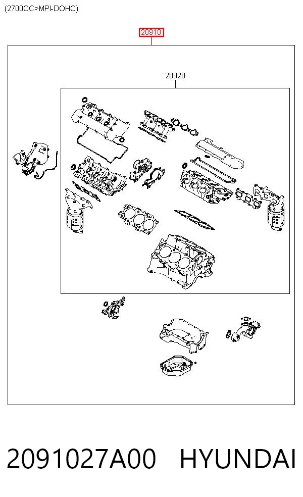 Do koszyka Zestaw uszczelek silnika pełny Hyundai Santa Fe I SM
