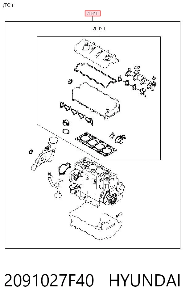 2091027F40 Hyundai/Kia Zestaw uszczelek silnika pełny