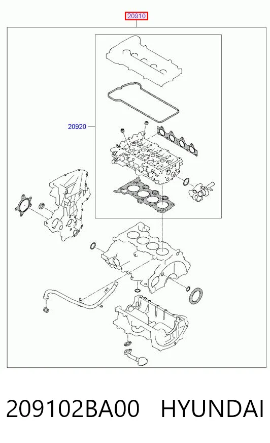 Zestaw uszczelek silnika pełny do Hyundai I30  FD