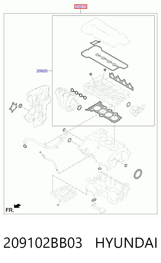 Zestaw uszczelek silnika pełny do KIA Rio III UB