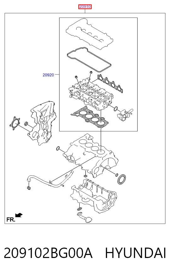 209102BG00A Hyundai/Kia Zestaw uszczelek silnika pełny