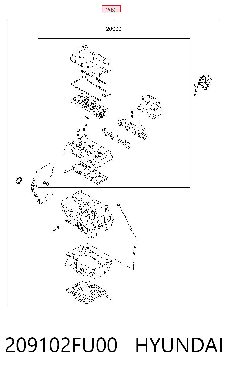 Zestaw uszczelek silnika pełny do Hyundai Tucson II TM