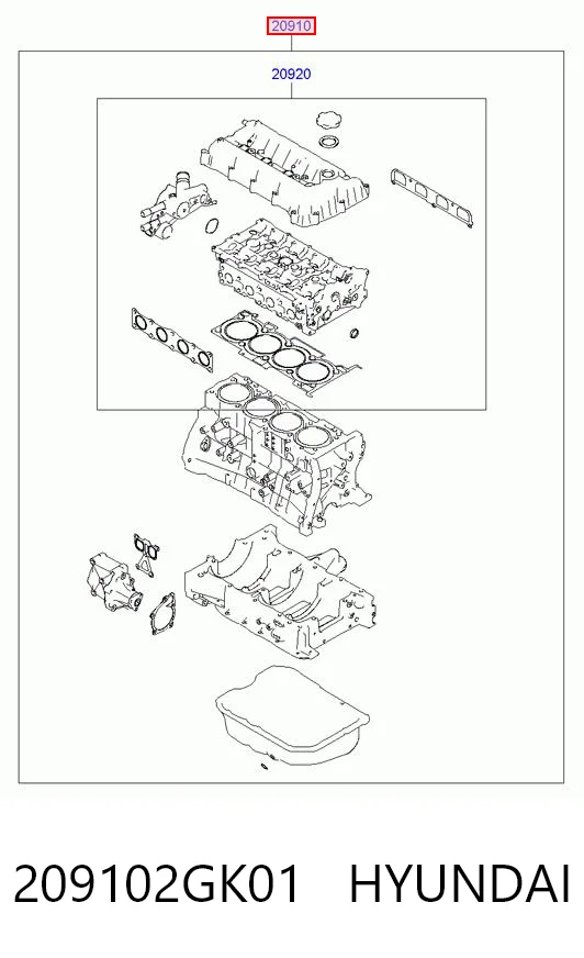 Zestaw uszczelek silnika pełny do Hyundai Santa Fe II CM