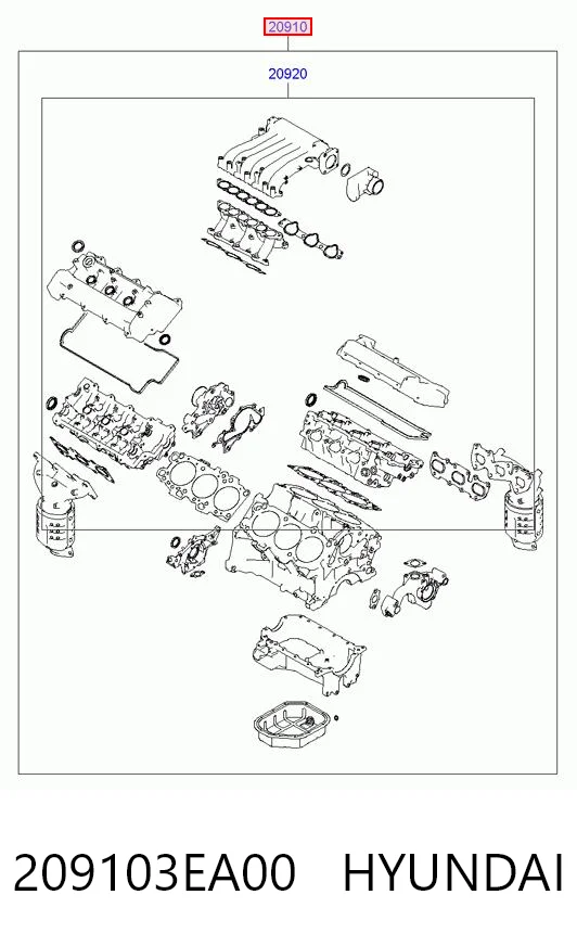 209103EA00 Hyundai/Kia Zestaw uszczelek silnika pełny
