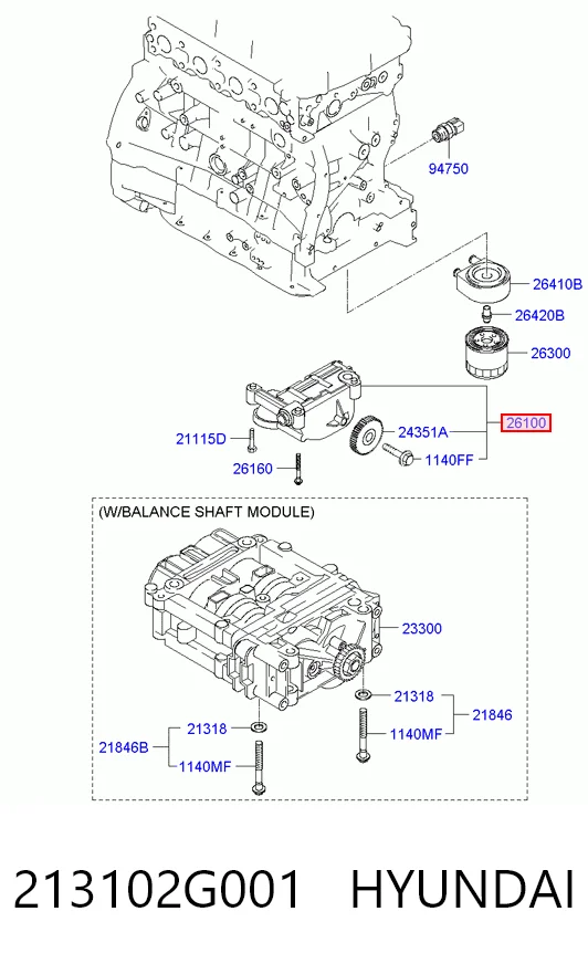 213102G001 Hyundai/Kia Pompa oleju