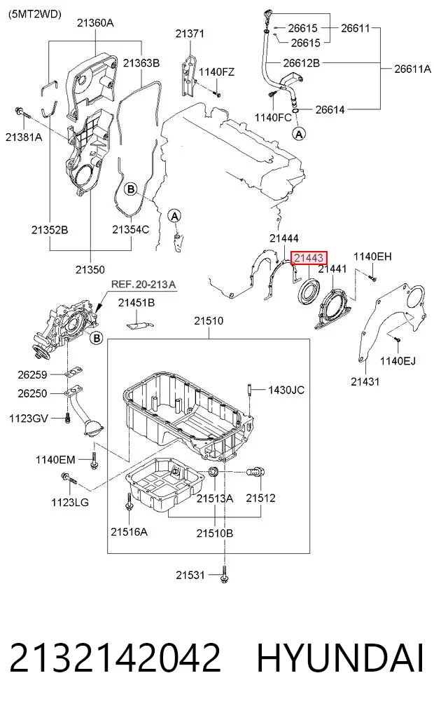 2132142042 Hyundai/Kia Uszczelniacz wału korbowego silnika tylny