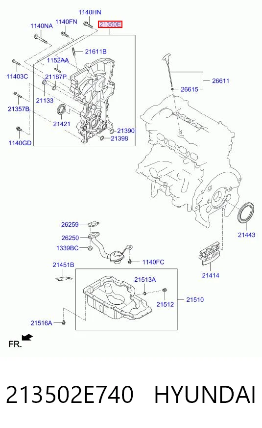 213502E740 Hyundai/Kia Pokrywa silnika przednia