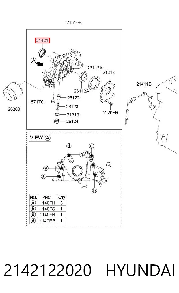 2142122020 Hyundai/Kia Uszczelniacz wału korbowego przedni