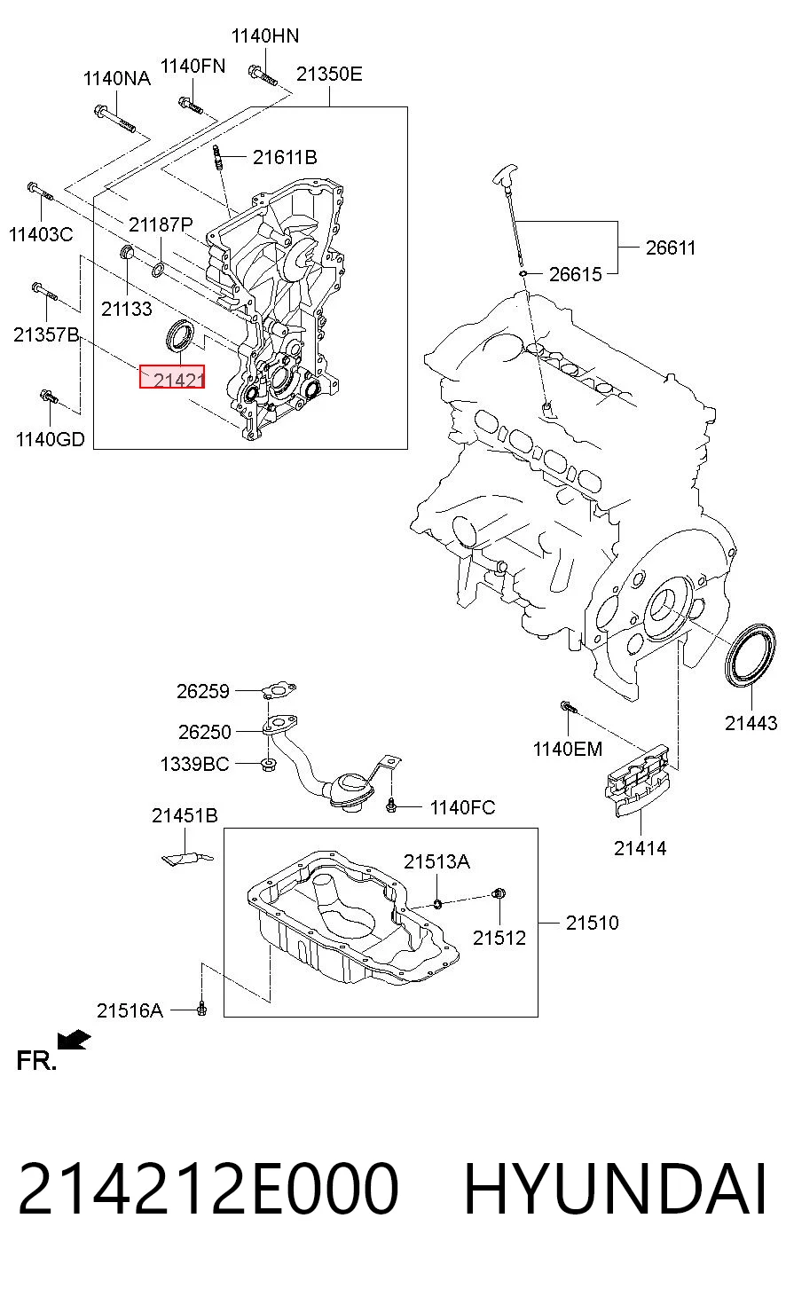 214212E000 Hyundai/Kia Uszczelniacz wału korbowego przedni