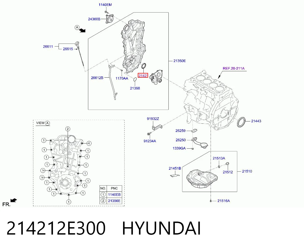 214212E300 Hyundai/Kia Uszczelniacz wału korbowego przedni