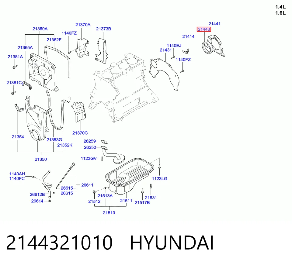 2144321010 Hyundai/Kia Uszczelniacz wału korbowego silnika tylny