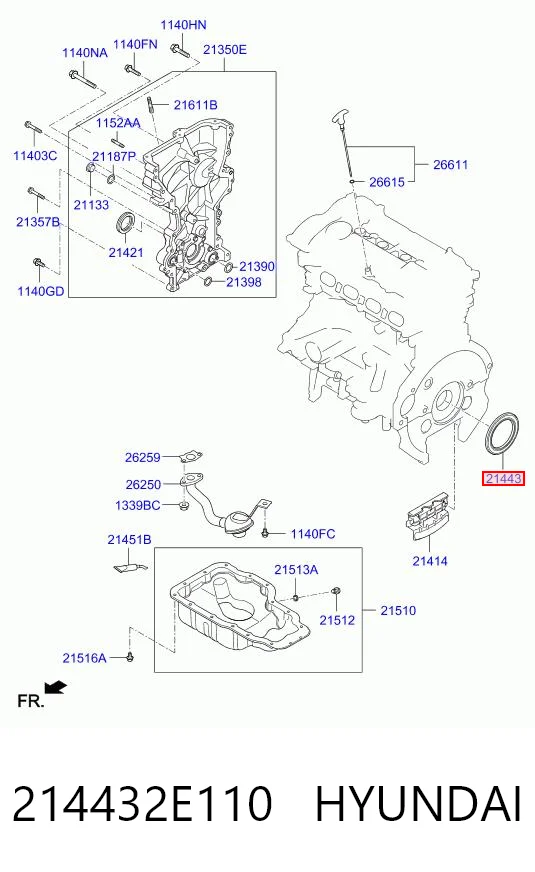 214432E110 Hyundai/Kia Uszczelniacz wału korbowego silnika tylny