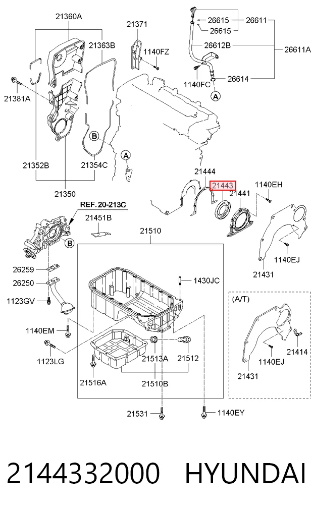 2144332000 Hyundai/Kia Uszczelniacz wału korbowego silnika tylny