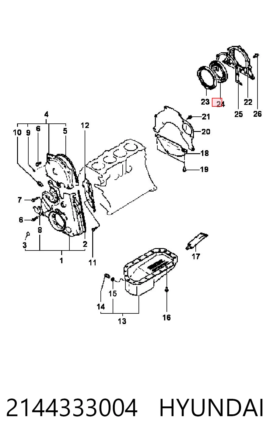 2144333004 Hyundai/Kia Uszczelniacz wału korbowego silnika tylny