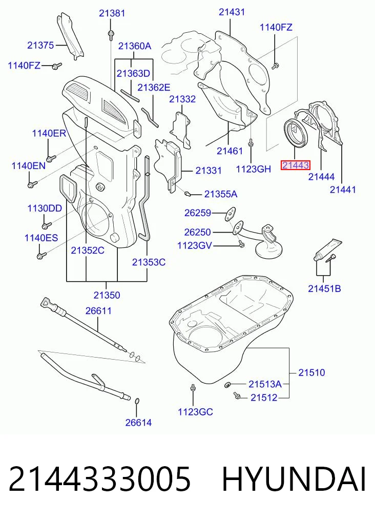 2144333005 Hyundai/Kia Uszczelniacz wału korbowego silnika tylny