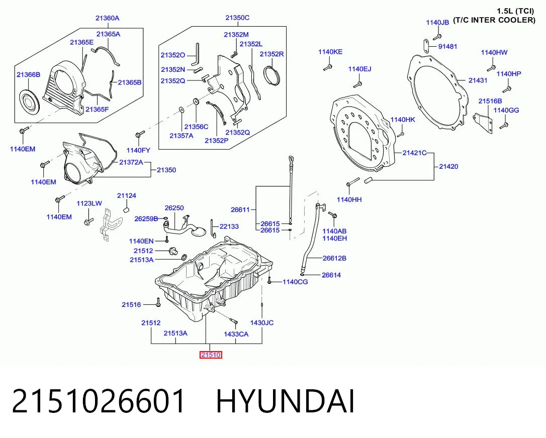 2151026601 Hyundai/Kia Miska olejowa silnika