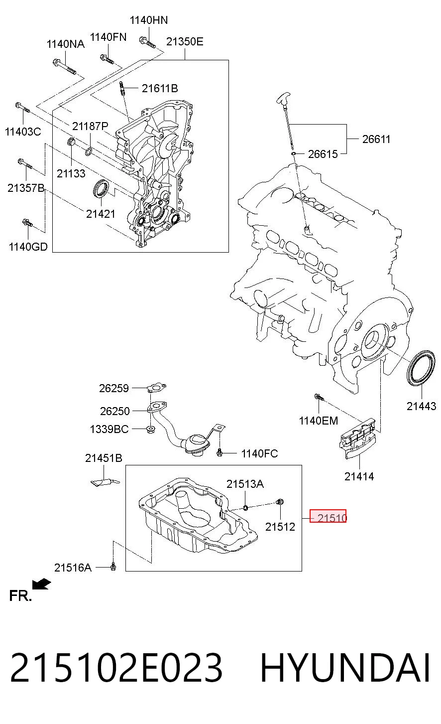 215102E023 Hyundai/Kia Miska olejowa silnika