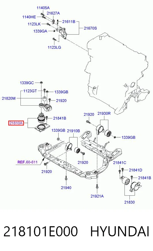 218101E000 Hyundai/Kia Poduszka (podpora) silnika prawa