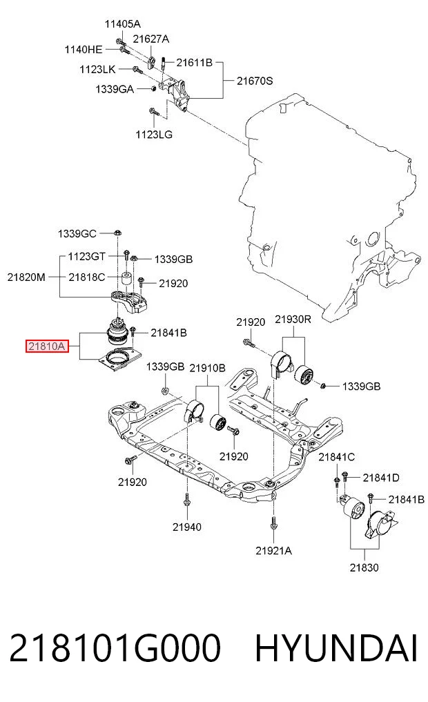 218101G000 Hyundai/Kia Poduszka (podpora) silnika prawa