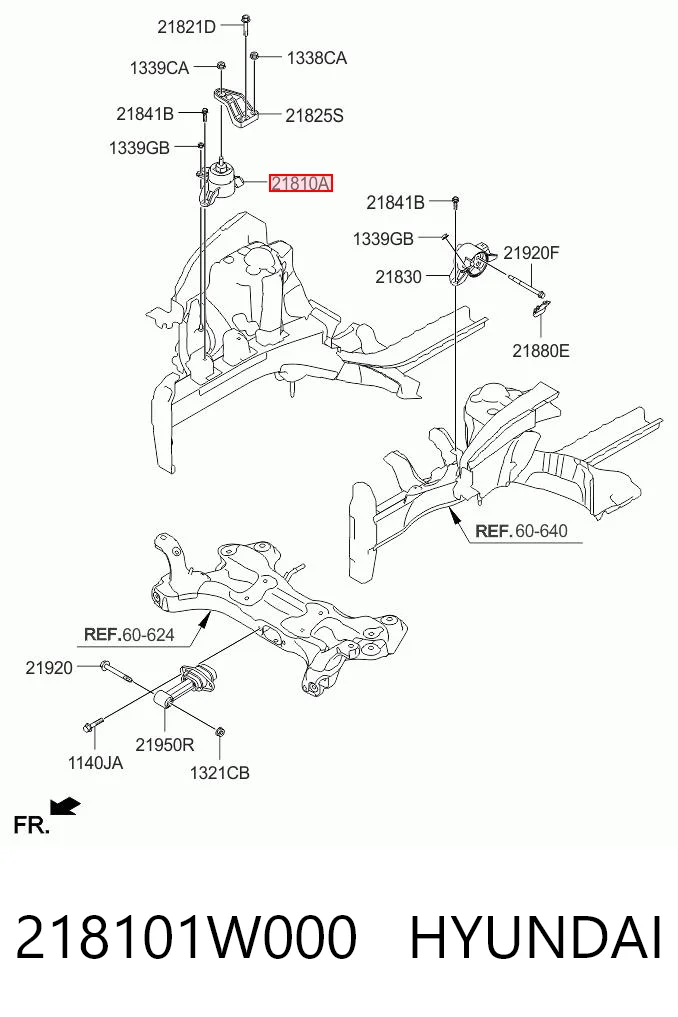 218101W000 Hyundai/Kia Poduszka (podpora) silnika prawa