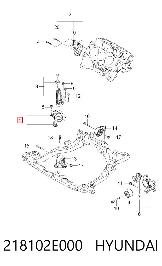 218102E000 Hyundai/Kia Poduszka (podpora) silnika prawa