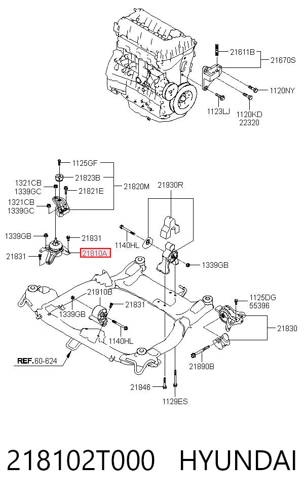 218102T000 Hyundai/Kia Poduszka (podpora) silnika prawa