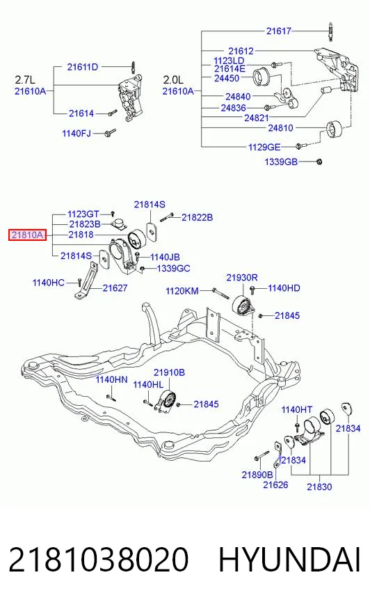 2181038020 Hyundai/Kia Poduszka (podpora) silnika prawa