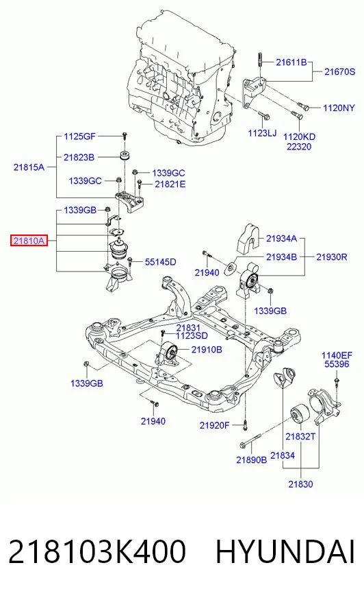 218103K400 Hyundai/Kia Poduszka (podpora) silnika prawa